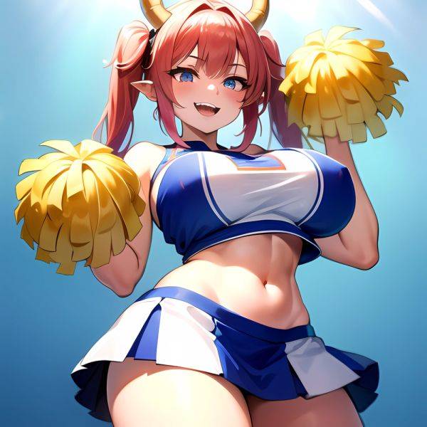 1girl Absurdres White Skirt Whitefrok Breasts Cheerleader Dragon Girl Dragon Horns Highres Holding Holding Pom Poms Horns Huge B, 1967621429 - AIHentai - aihentai.co on pornintellect.com