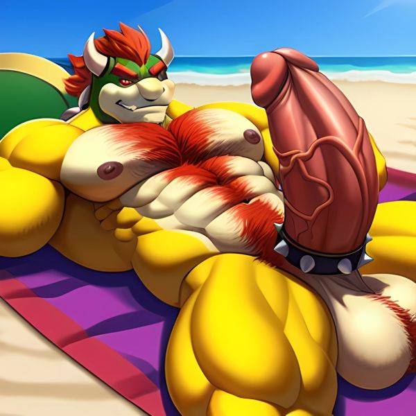 Bowser Laying On The Beach Yellow Skin Laying On A Towel Nude Beach Big Balls Big Penis Nipples Veins Muscles, 2114981667 - AIHentai - aihentai.co on pornintellect.com