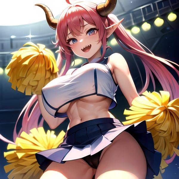 1girl Absurdres White Skirt Whitefrok Breasts Cheerleader Dragon Girl Dragon Horns Highres Holding Holding Pom Poms Horns Huge B, 390223442 - AIHentai - aihentai.co on pornintellect.com