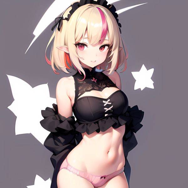 1girl Blonde Hair Frilled Panties Frills Highres Hip Bones Looking At Viewer Makaino Ririmu Multicolored Hair Navel Nijisanji No, 4111429640 - AIHentai - aihentai.co on pornintellect.com