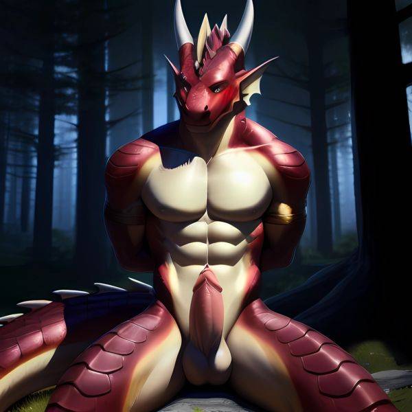 Anthro Dragon Male Solo Abs Muscular Dragon Penis Genital Slit Furry Sitting Realistic Scales Detailed Scales Texture 1 4 Detail, 1136604555 - AIHentai - aihentai.co on pornintellect.com