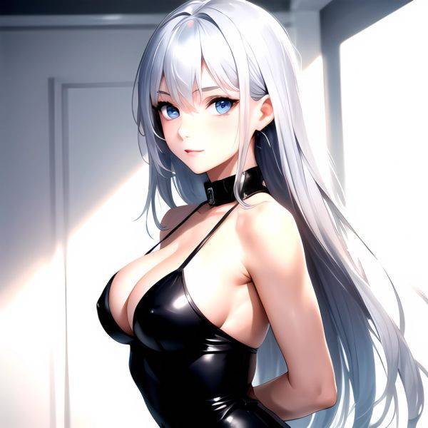 1girl Sexy Blue Eyes Silver Hair Arms Behind Back Facing The Camera Looking At The Camera, 3363026174 - AIHentai - aihentai.co on pornintellect.com