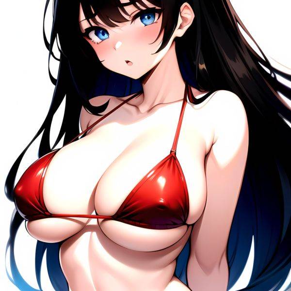 1girl O Absurdres Bikini Red Bikini Black Hair Blue Eyes Breasts Cleavage Collarbone Commentary Request Highres Large Breasts Lo, 3287849175 - AIHentai - aihentai.co on pornintellect.com