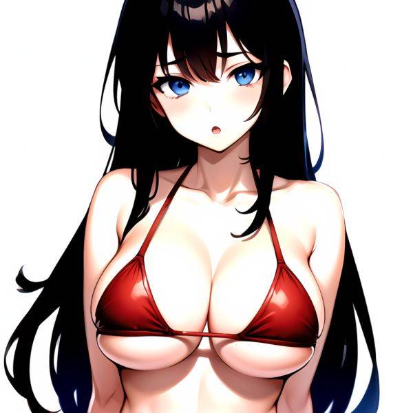 1girl O Absurdres Bikini Red Bikini Black Hair Blue Eyes Breasts Cleavage Collarbone Commentary Request Highres Large Breasts Lo, 2105108404 - AIHentai - aihentai.co on pornintellect.com