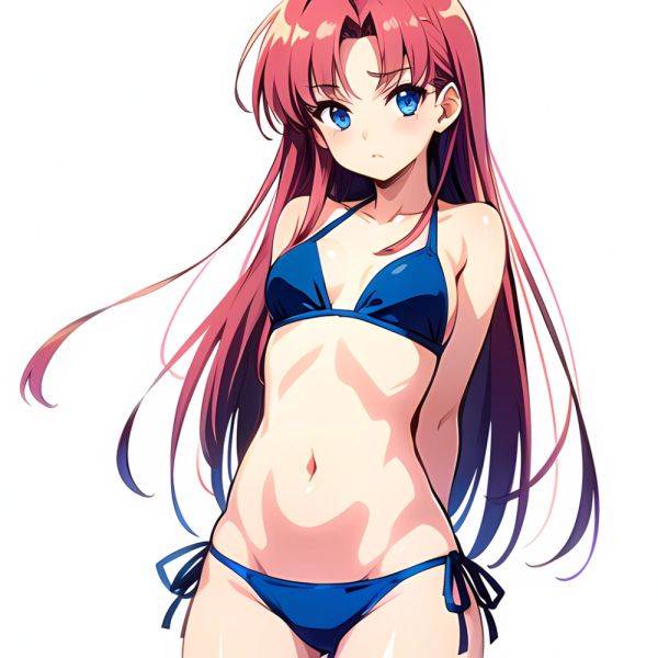 1990s Style 1girl Arms Behind Back 1 4 Bikini Blue Bikini Blue Eyes Cowboy Shot Kokura Masashi Long Hair Looking, 3668067856 - AIHentai - aihentai.co on pornintellect.com