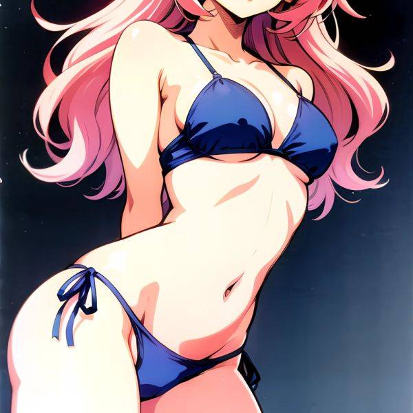 1990s Style 1girl Arms Behind Back 1 4 Bikini Blue Bikini Blue Eyes Cowboy Shot Kokura Masashi Long Hair Looking, 1736347251 - AIHentai - aihentai.co on pornintellect.com