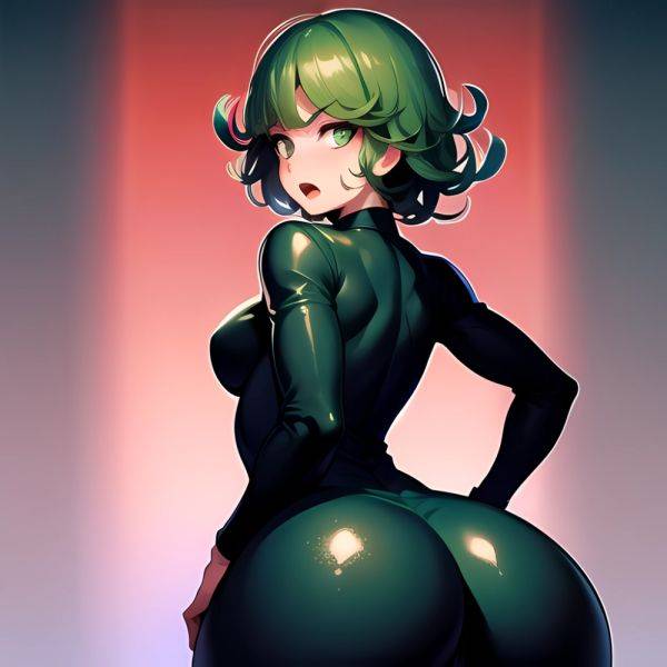 1girl Anger Vein Ass Ass Focus Black Dress Blush Dress From Behind Gradient Background Green Background Green Eyes Green Hair, 3867139392 - AIHentai - aihentai.co on pornintellect.com