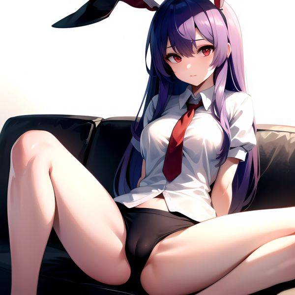 Ai Assisted Breasts Highres Medium Breasts Red Eyes Reisen Udongein Inaba Sitting Spread Legs Touhou Arms Behind Back, 2908038102 - AIHentai - aihentai.co on pornintellect.com