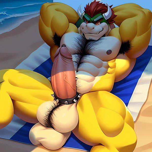 Bowser Laying On The Beach Yellow Skin Laying On A Towel Nude Beach Big Balls Big Penis Nipples Veins Muscles, 505381740 - AIHentai - aihentai.co on pornintellect.com