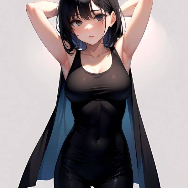 1girl Solo Tank Top Leggings Standing Fully Clothed Pov Simple Background Arms Behind Head, 1920664342 - AIHentai - aihentai.co on pornintellect.com