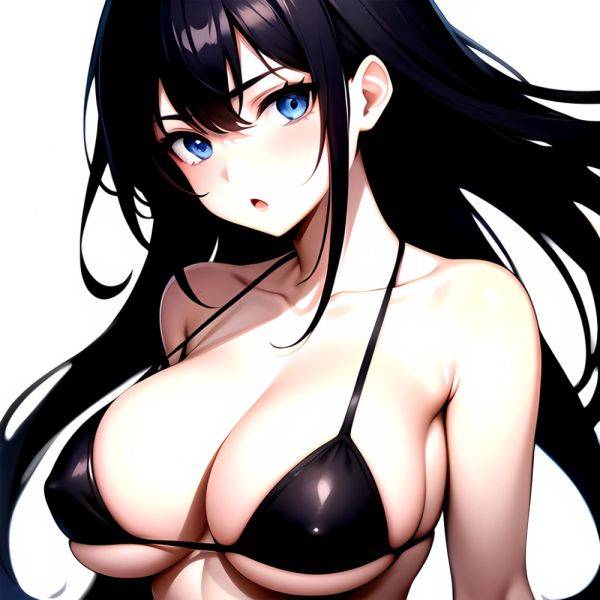 1girl O Absurdres Bikini Black Bikini Black Hair Blue Eyes Breasts Cleavage Collarbone Commentary Request Highres Large Breasts, 1741735115 - AIHentai - aihentai.co on pornintellect.com