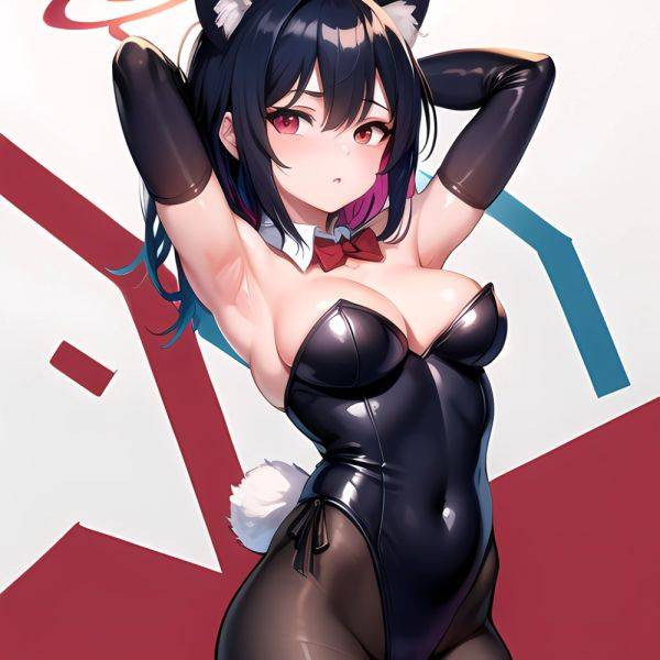 1girl Solo Animal Ears Armpits Black Hair Black Pantyhose Blue Archive Bow Bowtie Cat Ears Colored Inner Hair Coma Light825, 1831488525 - AIHentai - aihentai.co on pornintellect.com