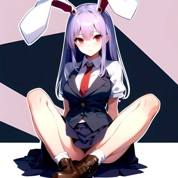 Ai Assisted Breasts Highres Medium Breasts Red Eyes Reisen Udongein Inaba Sitting Spread Legs Touhou Arms Behind Back White Outl, 2899885082 - AIHentai - aihentai.co on pornintellect.com