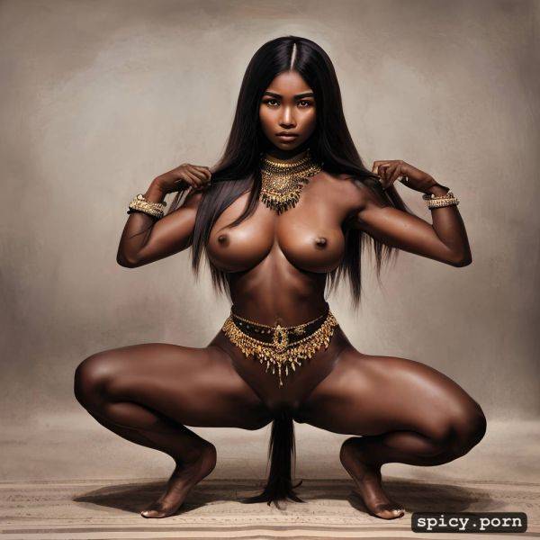 Squatting, very shy, detailed face, dark skin, thai teen, intricate long hair - spicy.porn - Thailand on pornintellect.com