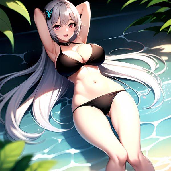 1girl D Bare Arms Bare Shoulders Bikini Black Bikini Breasts Bug Butterfly Butterfly Hair Ornament Choker Cleavage Feet Out Of, 4022811673 - AIHentai - aihentai.co on pornintellect.com