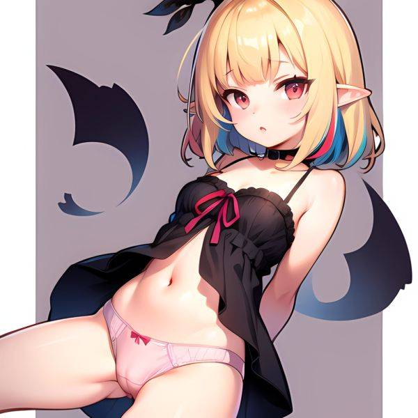 1girl Blonde Hair Frilled Panties Frills Highres Hip Bones Looking At Viewer Makaino Ririmu Multicolored Hair Navel Nijisanji No, 3633928040 - AIHentai - aihentai.co on pornintellect.com