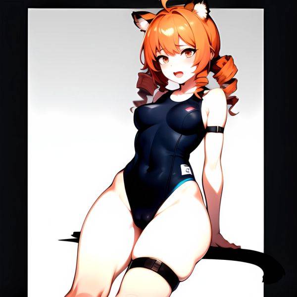 1girl Ahoge Animal Ears Arknights Black One Piece Swimsuit Blush Center Opening Drill Hair Drill Sidelocks Groin Highres Invisib, 3221538090 - AIHentai - aihentai.co on pornintellect.com