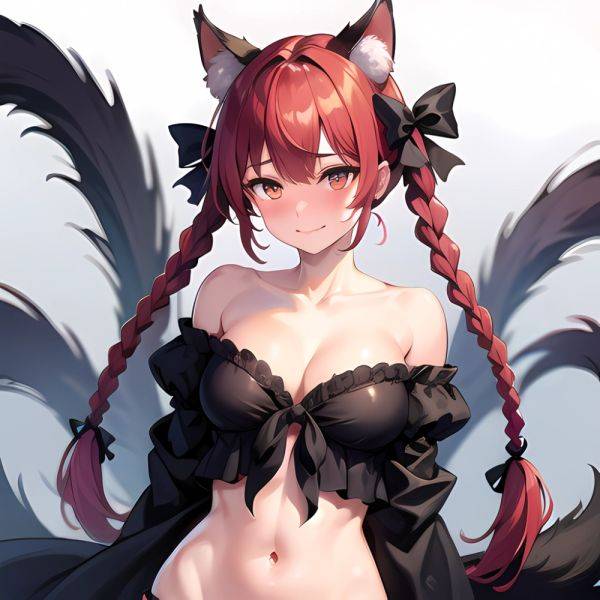 1girl Alternate Costume Animal Ear Fluff Animal Ears Arms Behind Back Bare Shoulders Black Bow Black Ribbon Blush Bow Braid, 1202556443 - AIHentai - aihentai.co on pornintellect.com