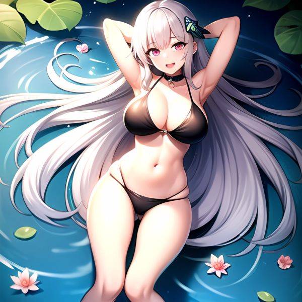 1girl D Bare Arms Bare Shoulders Bikini Black Bikini Breasts Bug Butterfly Butterfly Hair Ornament Choker Cleavage Feet Out Of, 1100470565 - AIHentai - aihentai.co on pornintellect.com