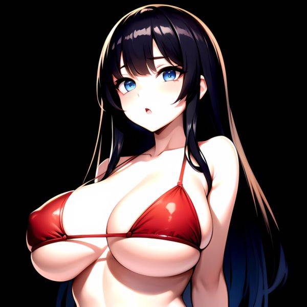 1girl O Absurdres Bikini Red Bikini Black Hair Blue Eyes Breasts Cleavage Collarbone Commentary Request Highres Large Breasts Lo, 1432241259 - AIHentai - aihentai.co on pornintellect.com