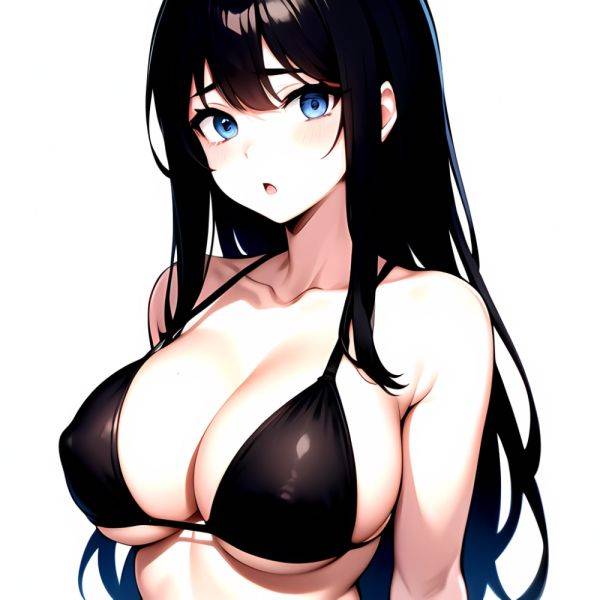 1girl O Absurdres Bikini Black Bikini Black Hair Blue Eyes Breasts Cleavage Collarbone Commentary Request Highres Large Breasts, 2148216090 - AIHentai - aihentai.co on pornintellect.com