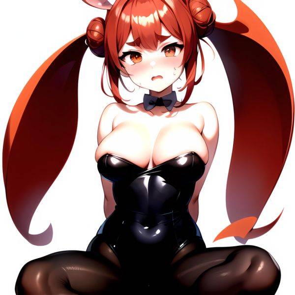 1girl Alternate Breast Size Animal Ear Fluff Animal Ears Red Hair Blush Breasts Double Bun Embarrassed Hair Bun Haro Art, 1354701874 - AIHentai - aihentai.co on pornintellect.com