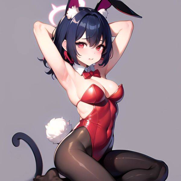 1girl Solo Animal Ears Armpits Black Hair Black Pantyhose Blue Archive Bow Bowtie Cat Ears Colored Inner Hair Coma Light825, 1256649414 - AIHentai - aihentai.co on pornintellect.com