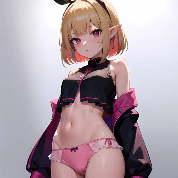 1girl Blonde Hair Frilled Panties Frills Highres Hip Bones Looking At Viewer Makaino Ririmu Multicolored Hair Navel Nijisanji No, 700181796 - AIHentai - aihentai.co on pornintellect.com