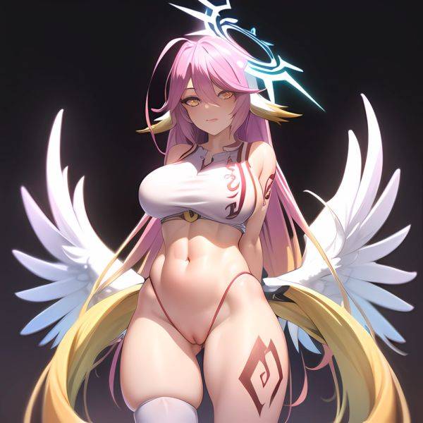 Ngnl Jibril Jibril Anime Absurdres Long Hair Pink Hair Halo Large Breasts Symbol Shaped Pupils Tattoo Cleavage Naked Sideboob Mi, 2956532958 - AIHentai - aihentai.co on pornintellect.com