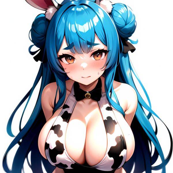 1girl Alternate Breast Size Animal Ear Fluff Animal Ears Animal Print Blue Hair Blush Breasts Cleavage Cutout Clothing Cutout Co, 2010233451 - AIHentai - aihentai.co on pornintellect.com