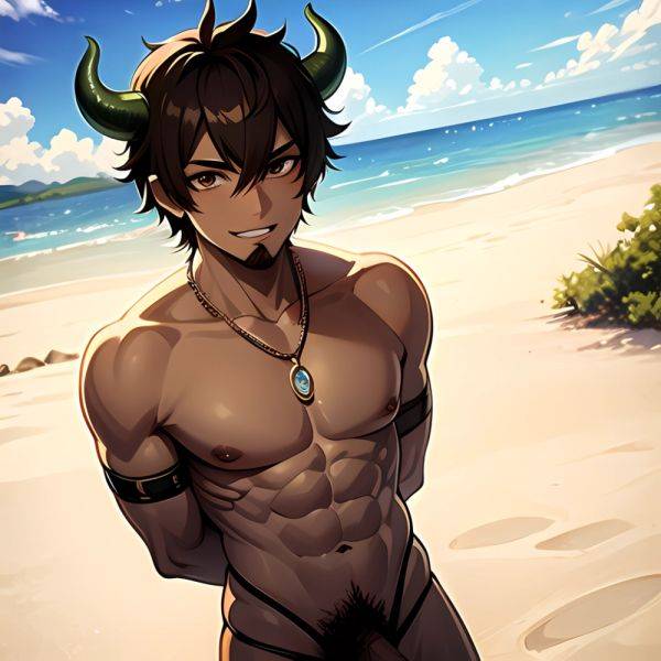 Naked Penis Abs Atlas Vos Bara Beach Bracelet Brown Eyes Brown Hair Bulge Collarbone Commission Cow Horns Dark Skinned Male, 1680703775 - AIHentai - aihentai.co on pornintellect.com