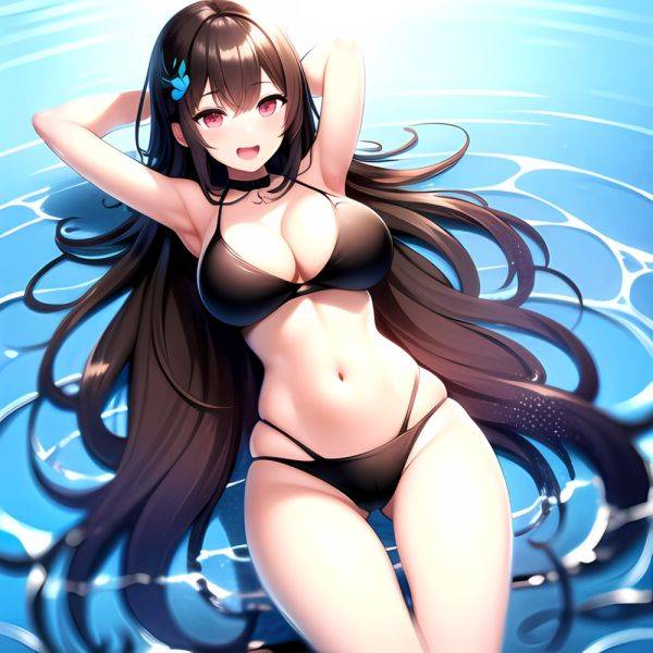 1girl D Bare Arms Bare Shoulders Bikini Black Bikini Breasts Bug Butterfly Butterfly Hair Ornament Choker Cleavage Feet Out Of, 3164189984 - AIHentai - aihentai.co on pornintellect.com