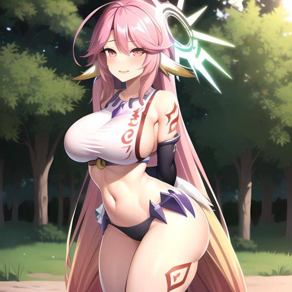 Ngnl Jibril Jibril Anime Absurdres Long Hair Pink Hair Halo Large Breasts Symbol Shaped Pupils Tattoo Cleavage Sideboob Midriff, 3140894088 - AIHentai - aihentai.co on pornintellect.com