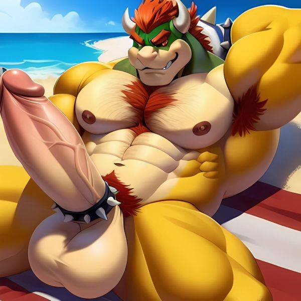 Bowser Laying On The Beach Yellow Skin Laying On A Towel Nude Beach Big Balls Big Penis Nipples Veins Muscles, 3266925831 - AIHentai - aihentai.co on pornintellect.com
