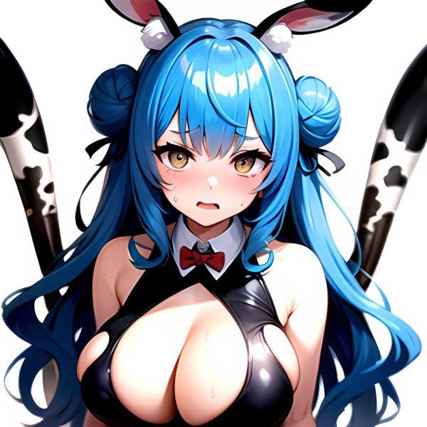 1girl Alternate Breast Size Animal Ear Fluff Animal Ears Animal Print Blue Hair Blush Breasts Cleavage Cutout Clothing Cutout Co, 960664823 - AIHentai - aihentai.co on pornintellect.com