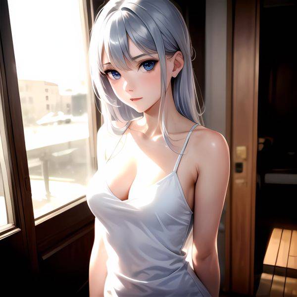 1girl Sexy Blue Eyes Silver Hair Arms Behind Back Facing The Camera Looking At The Camera, 1670707395 - AIHentai - aihentai.co on pornintellect.com