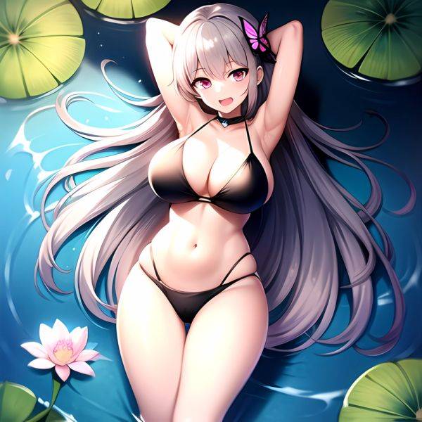 1girl D Bare Arms Bare Shoulders Bikini Black Bikini Breasts Bug Butterfly Butterfly Hair Ornament Choker Cleavage Feet Out Of, 1002612951 - AIHentai - aihentai.co on pornintellect.com