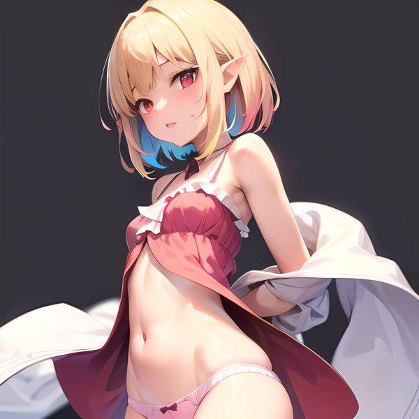 1girl Blonde Hair Frilled Panties Frills Highres Hip Bones Looking At Viewer Makaino Ririmu Multicolored Hair Navel Nijisanji No, 3052936296 - AIHentai - aihentai.co on pornintellect.com