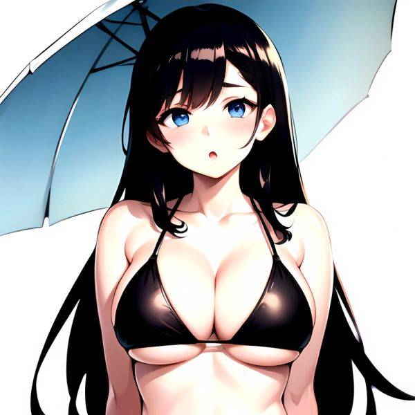 1girl O Absurdres Bikini Black Bikini Black Hair Blue Eyes Breasts Cleavage Collarbone Commentary Request Highres Large Breasts, 2430418770 - AIHentai - aihentai.co on pornintellect.com