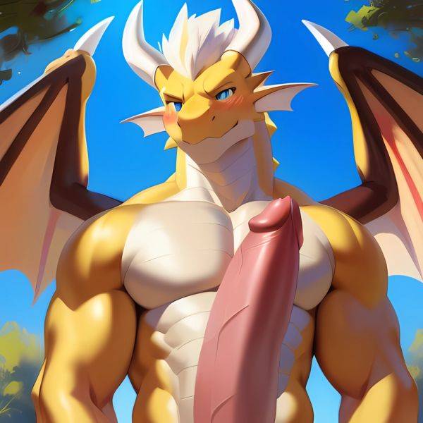 Male Anthro Muscle Kemono Dragon Penis 1 3 Yellow Body Furry Blush White Mane Horns Chunie Meesh Kiyosan Sigma X, 838076419 - AIHentai - aihentai.co on pornintellect.com