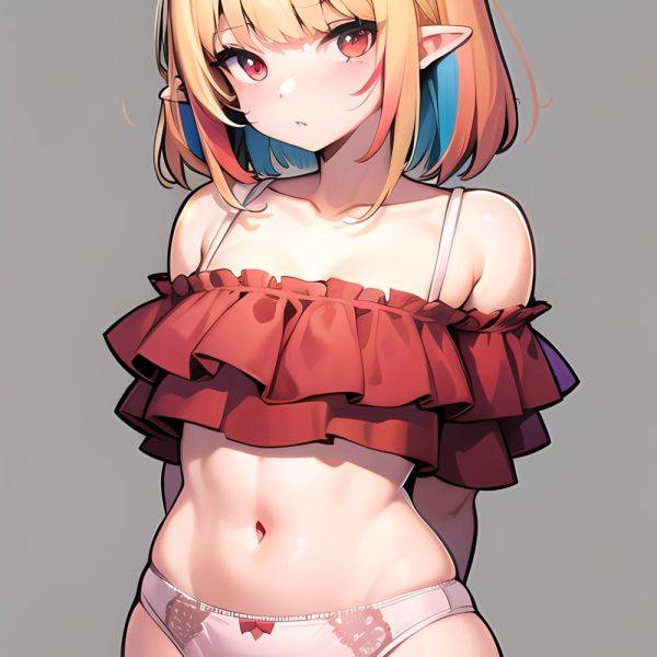 1girl Blonde Hair Frilled Panties Frills Highres Hip Bones Looking At Viewer Makaino Ririmu Multicolored Hair Navel Nijisanji No, 1732837650 - AIHentai - aihentai.co on pornintellect.com