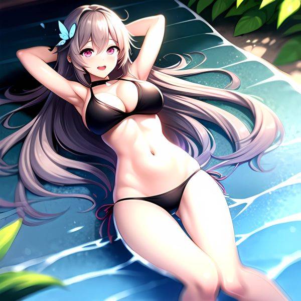 1girl D Bare Arms Bare Shoulders Bikini Black Bikini Breasts Bug Butterfly Butterfly Hair Ornament Choker Cleavage Feet Out Of, 1563876841 - AIHentai - aihentai.co on pornintellect.com