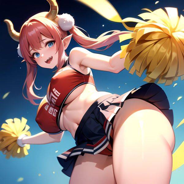 1girl Absurdres White Skirt Whitefrok Breasts Cheerleader Dragon Girl Dragon Horns Highres Holding Holding Pom Poms Horns Huge B, 1500538823 - AIHentai - aihentai.co on pornintellect.com