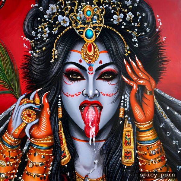 Cum on tongue, beautiful hindu goddes devi kali, 4 arm, lot of cum - spicy.porn on pornintellect.com