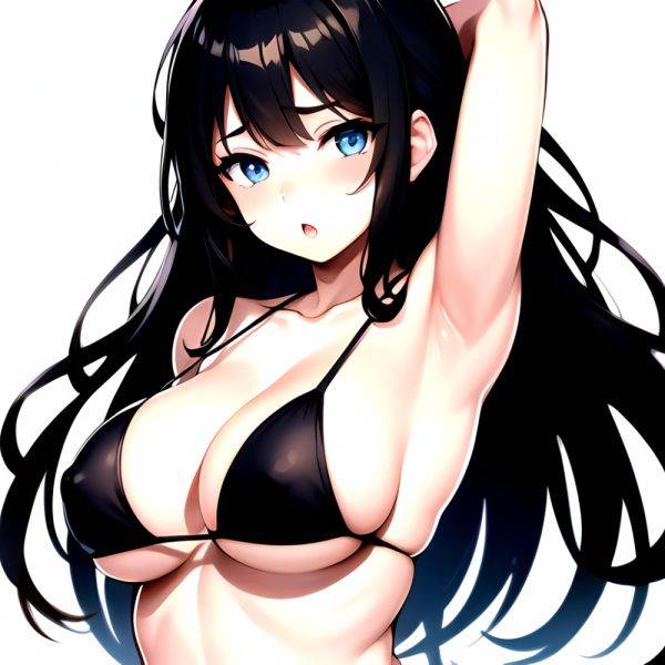1girl O Absurdres Bikini Black Bikini Black Hair Blue Eyes Breasts Cleavage Collarbone Commentary Request Highres Large Breasts, 3132871160 - AIHentai - aihentai.co on pornintellect.com