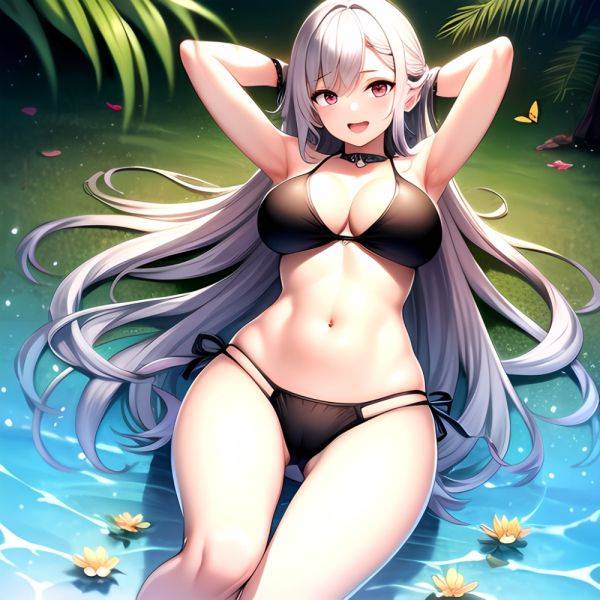 1girl D Bare Arms Bare Shoulders Bikini Black Bikini Breasts Bug Butterfly Butterfly Hair Ornament Choker Cleavage Feet Out Of, 571139005 - AIHentai - aihentai.co on pornintellect.com