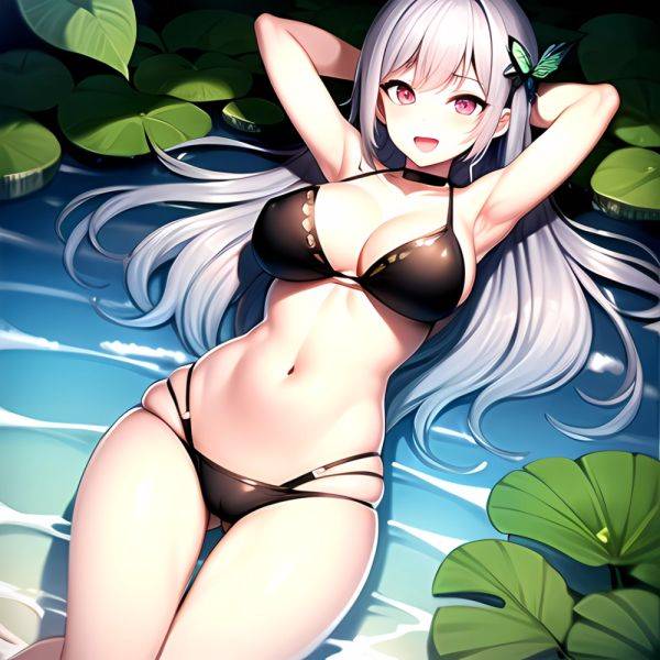 1girl D Bare Arms Bare Shoulders Bikini Black Bikini Breasts Bug Butterfly Butterfly Hair Ornament Choker Cleavage Feet Out Of, 1079407341 - AIHentai - aihentai.co on pornintellect.com