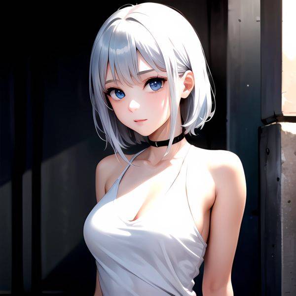 1girl Sexy Blue Eyes Silver Hair Arms Behind Back Facing The Camera Looking At The Camera, 1668600109 - AIHentai - aihentai.co on pornintellect.com