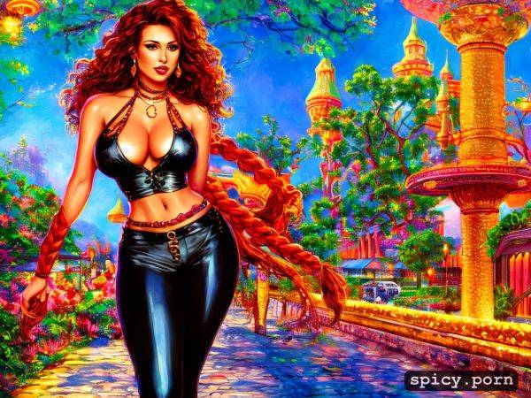 Tall thin, midriff, giant boobs, black tank top, long leather pants - spicy.porn on pornintellect.com