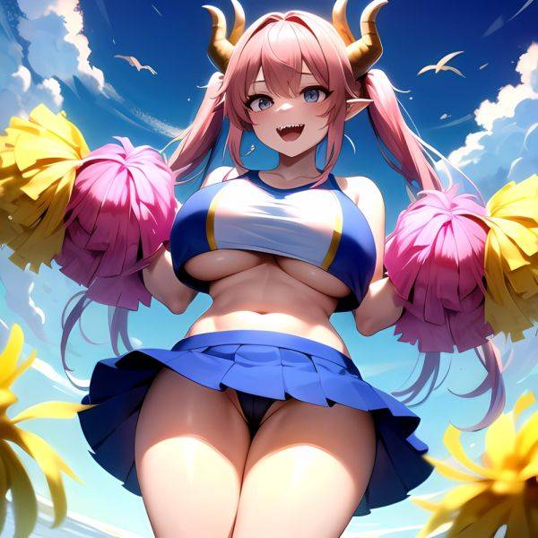 1girl Absurdres Blue Skirt Bluefrok Breasts Cheerleader Dragon Girl Dragon Horns Highres Holding Holding Pom Poms Horns Huge Bre, 1974155040 - AIHentai - aihentai.co on pornintellect.com